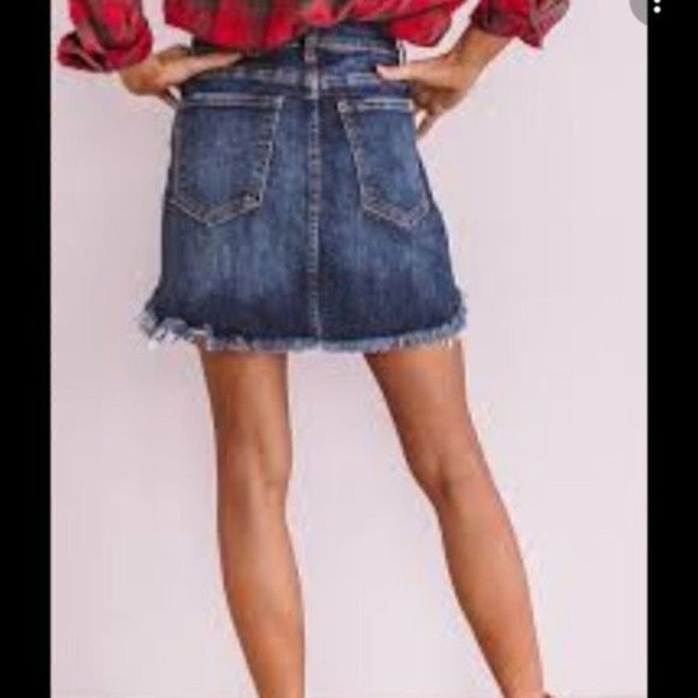 JCrew Stone washed denim skirt raw hem 0 BoxK